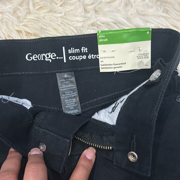 Steel & Jay Blue Dress Button Down Half-Sleeve Shirt & George Black Slim Jeans - Picture 7 of 8